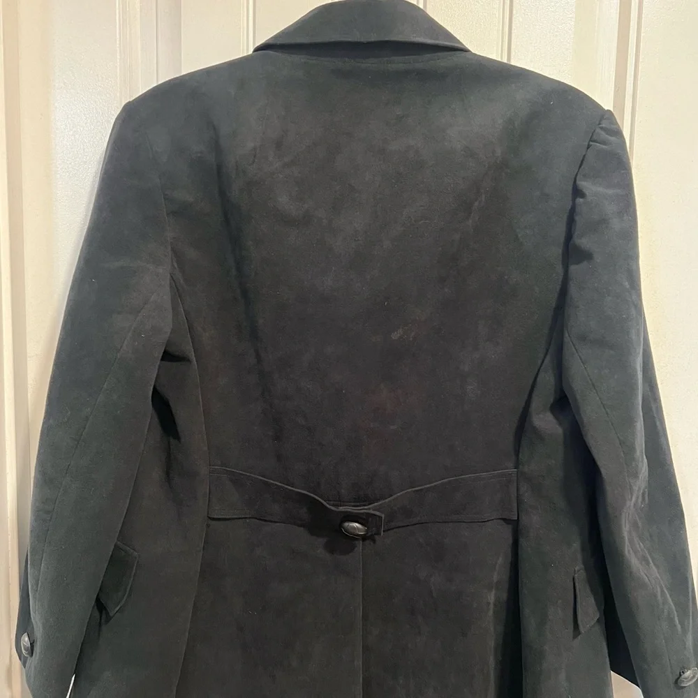Virginia Holmes Elegant‎ Faux Suede Black Long Coat. Size Medium.